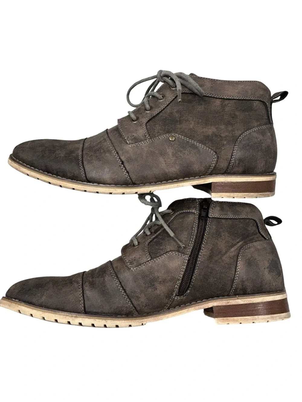 Ferro Aldo Men's Brown Gray Tone Cap Toe Lace-Up Casual Dress Chukka Boots 12
